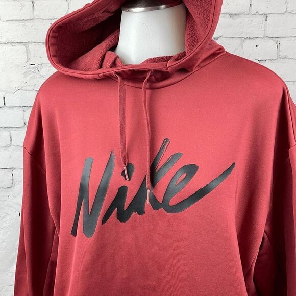 Nike Womens Pullover Hoodie Sweatshirt Active Pocket Swoosh Pockets Red Medium - Picture 2 of 10